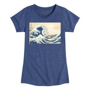Girls' - Peanuts - Snoopy Great Wave Fitted Short Sleeve Graphic T-Shirt - 1 of 4