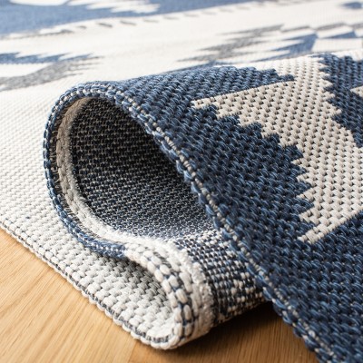 Augustine Blue and White Flat Woven Square Rug