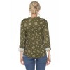 Women's Pleated Long Sleeve Leaf Print Blouse - White Mark - 3 of 4