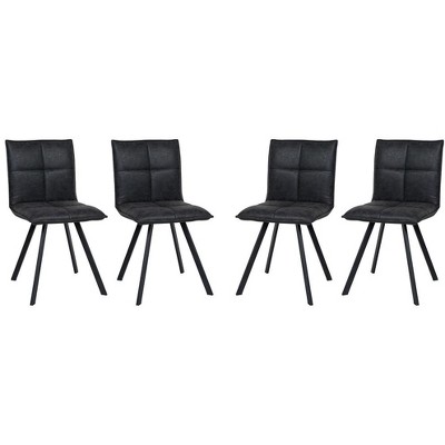 LeisureMod Wesley Modern Vegan Leather Dining Chair Set of 4 - Black Metal Legs, Durable and Easy to Clean, Perfect for Dining Rooms