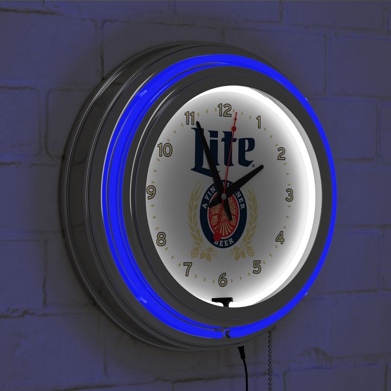 Miller Lite Chrome Double Rung Neon Clock - Retro Design, 4 of 7