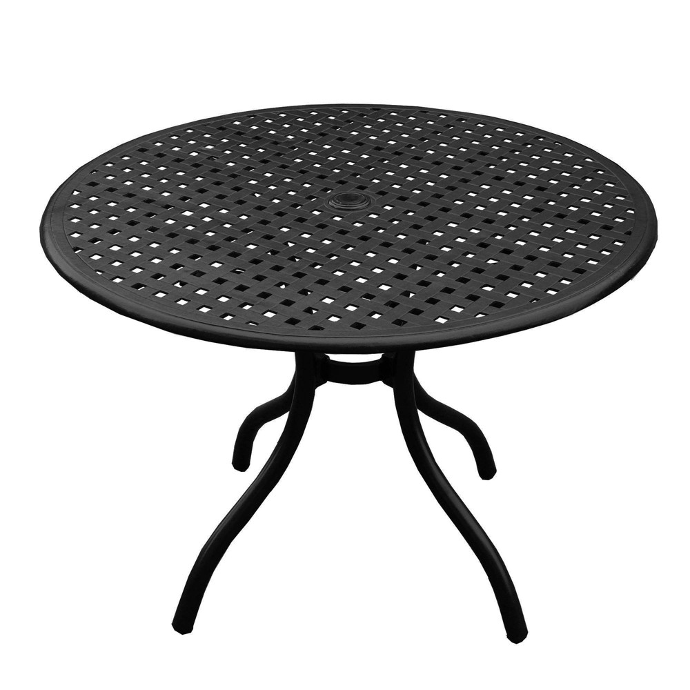 Photos - Garden Furniture 42" Modern Mesh Aluminum Round Patio Dining Table - Black - Oakland Living