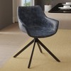 LeisureMod Markley Leather Dining Chair with 360-Degree Swivel Armchair and Powder-Coated Iron Legs Set of 2 - 2 of 4
