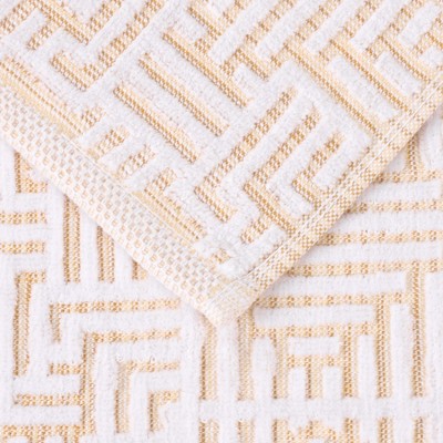 Gold and White Cotton Geometric Jacquard 12 Piece Towel Set