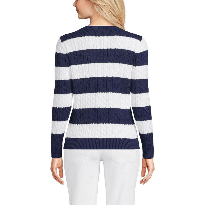 Lands' End Women's Cotton Drifter Crew Cable Pullover Sweater, 2 of 4