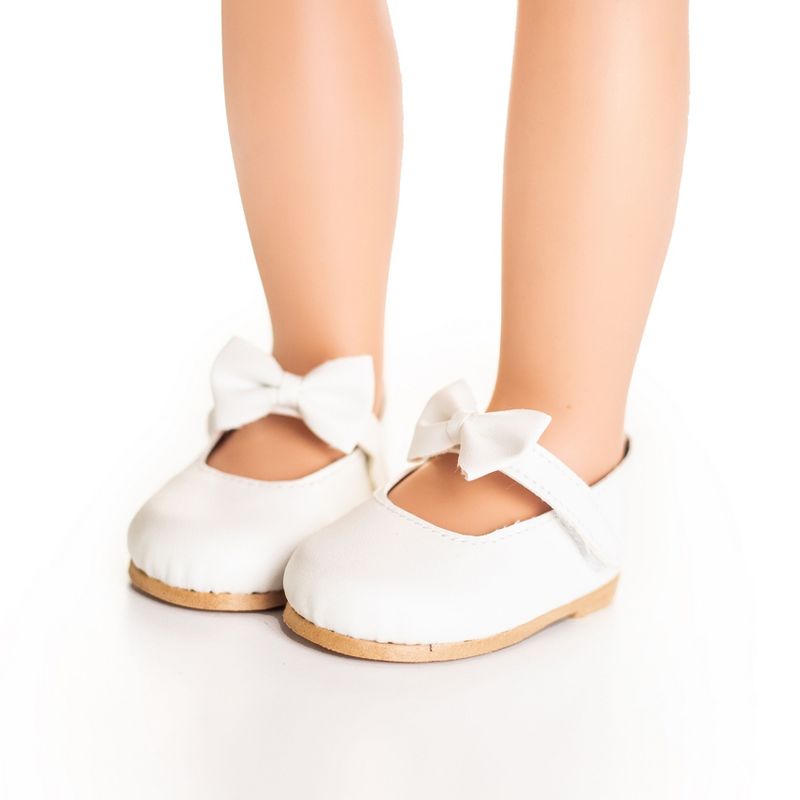 The Queen's Treasures 18 Inch Doll  White Dress Shoes with Bow Detail, 1 of 10