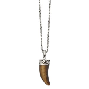 Black Bow Jewelry Men's Stainless Steel & Tiger's Eye 3D Claw Necklace, 24 Inch - 1 of 4