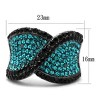 Slickblue Women’s Ring with Blue Zircon and Black Synthetic Crystal, Two-Tone IP Finish, Pave Design, Sizes 5-10 - 4 of 4