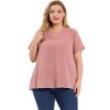 Agnes Orinda Women's Plus Size Pin Dots Notched V-Neck Dressy Trendy Fashion Casual Summer Blouses - 4 of 4