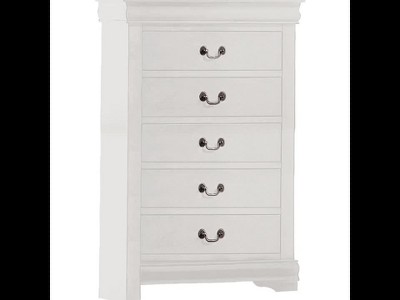 White 5-Drawer Chest with Brushed Nickel Hardware