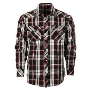 Gioberti Men's Western Plaid Long Sleeve Shirt with Pearl Snap-on - 1 of 3