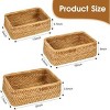 Aoibox Natural Rectangular Rattan Storage Baskets Set of 3, Hand Woven Food & Fruit Serving Baskets, Wicker Organizer for Living Room, Bedroom,Kitchen - 2 of 4