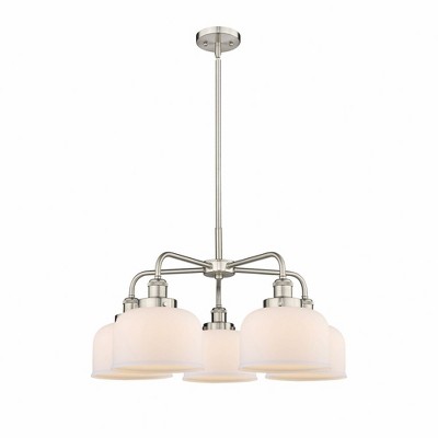 Bell - 5 Light Stem Hung Chandelier In Art Deco Style-14.75 Inches Tall and 26 Inches Wide