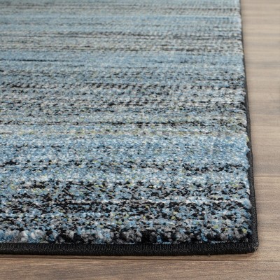 Blue and Charcoal Hand-Knotted Floral 4' x 6' Area Rug