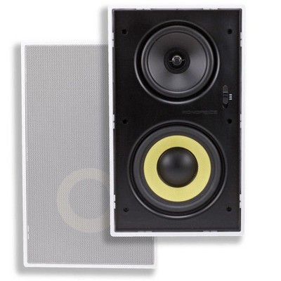 Monoprice 3-Way Aramid Fiber In-Wall Speakers - 6.5 Inches (Pair) With Concentric Mid/Highs, And Titanium Silk Dome Tweeters - Caliber Series
