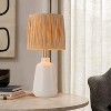 C Cattleya 18.5in. 1-Light Farmhouse White Ceramic Table Lamp with Paper Rope Shade for Bedroom,Living Room,Nightstand - 2 of 4