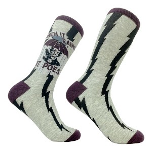 Crazy Dog T-Shirts Women's When It Rains It Poes Socks Funny Author Poetry Quote The Raven Novelty Footwear - 1 of 4