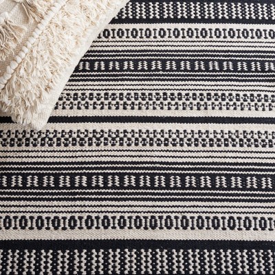 Montauk Black and Ivory Flatweave Cotton Rug