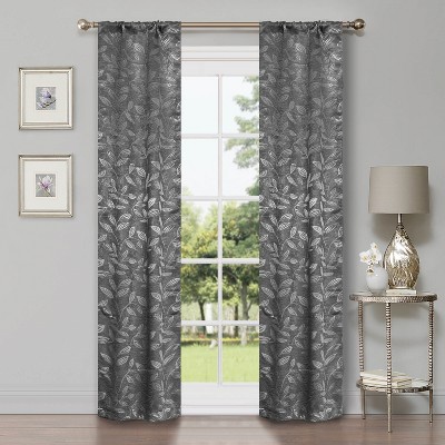 Modern Bohemian Leaves Room Darkening Semi-Blackout Curtains, Set of 2 by Blue Nile Mills