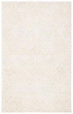 Ivory Floral Elegance 4' x 6' Hand-Tufted Wool Area Rug