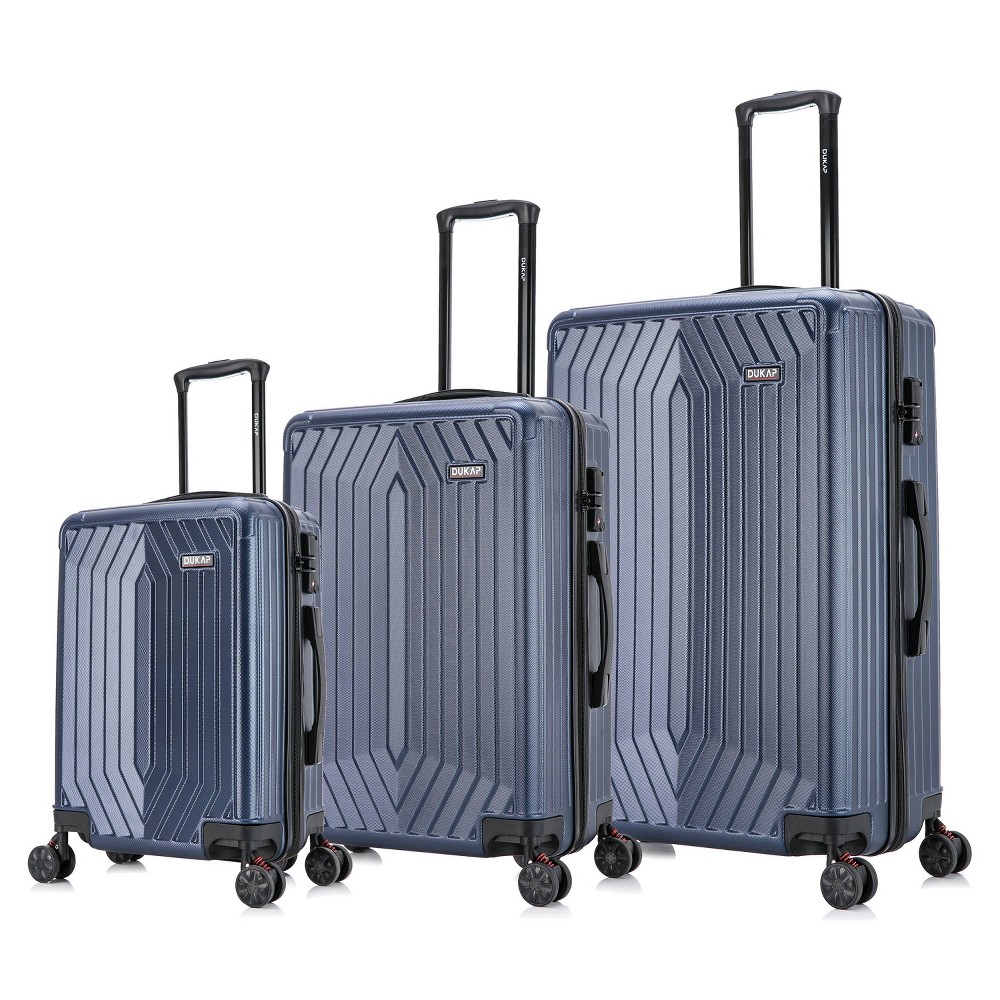 Photos - Luggage Dukap STRATOS Lightweight 3pc Hardside Checked Spinner  Set - Blue 