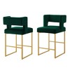 KTMBDW Bar Stools Set of 2, Counter Height 26'' Barstool Velvet Bar Stools with Back and Gold Legs, Kitchen Bar Chairs - 2 of 4