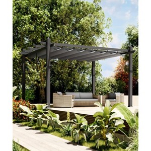 Aluminum Pergola, Outdoor Metal Pergola with Adjustable Canopy, Reinforced Frame Outdoor Shelter for Backyard, Garden and Deck - 1 of 4