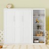 NicBex Queen Size Murphy Bed Wooden Bed Frame Morden Hideaway Wall Bed with 1 Side Storage Shelves for Bedroom - 4 of 4
