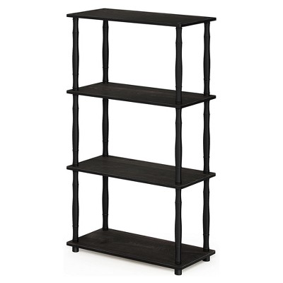 Furinno Turn-N-Tube 4 Tier Multipurpose Open Wood Display Shelf and Bookcase for Living Room, Dining Room, Bedroom, and Office Spaces, Espresso Black