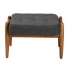 Jeanine Fabric and Wood Ottoman Footstool Dark Gray/Walnut Brown - Baxton Studio: Japandi Inspired, Rubberwood Frame, Button-Tufted - image 3 of 4