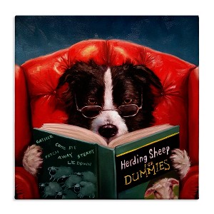 Stupell Industries Sheep Dog Reading for Dummies, 30" x 30" - 1 of 4
