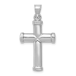 Black Bow Jewelry Men's 14k White Gold Hollow 3D Polished Cross Pendant - 1 of 4