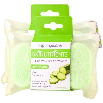 Spongeables Skin Nutrients Body Wash In A Sponge - Cool Cucumber (PACK OF 2)