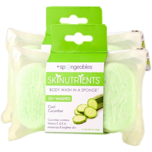 Spongeables Skin Nutrients Body Wash In A Sponge - Cool Cucumber (pack ...