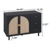 GDFStudio Michael Modern 44.5" Wood and Rattan Storage Cabinet with 2 Doors and 3 Drawers - 3 of 4