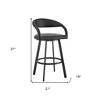 HomeRoots 26" Black Faux Leather and Iron Low Back Counter Height Swivel Bar Chair - 3 of 4