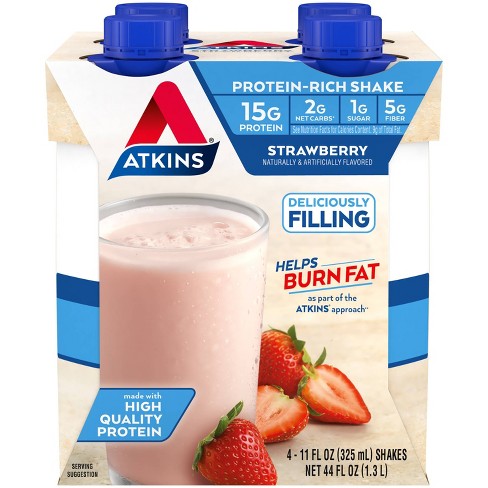 Atkins Protein Shake - Strawberry -4pk/44 fl oz - image 1 of 3