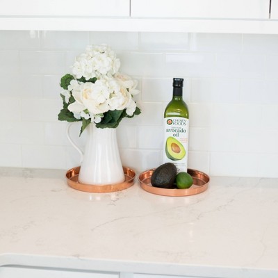 Set of 2 Round Copper-Plated Stainless Steel Trays