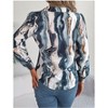 Coolmee Women Blouses Button Down Dressy Shirts Puff Long Sleeve Business Fashion Casual Floral Print Tops - 2 of 4