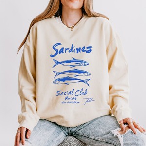 Simply Sage Market Sardines Social Club Lightweight Garment Dyed Sweatshirt - 1 of 4