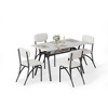 Dining Table Set for 4, Kitchen Table 5 Piece Set with 4 Lamb's Velvet Upholstered Chairs with Storage Shelves At The Bottom for Small Kitchens - 2 of 4