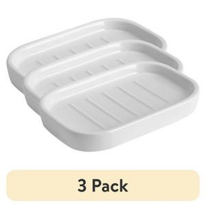 LunaLulinlk (3 pack) Basic Ceramic Soap Dish White - 1 of 4
