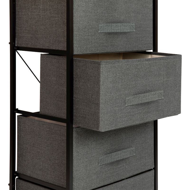 Emma and Oliver 4 Drawer Vertical Storage Dresser with Wood Top & Fabric Pull Drawers, 5 of 11