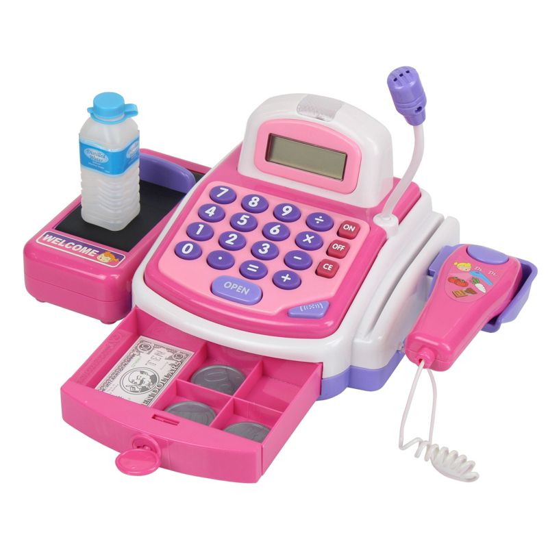 Insten Electronic Cash Register Playset, STEM Educational Toys with Mic, Coins & Credit Card for Kids, 14x8 in, 2 of 6