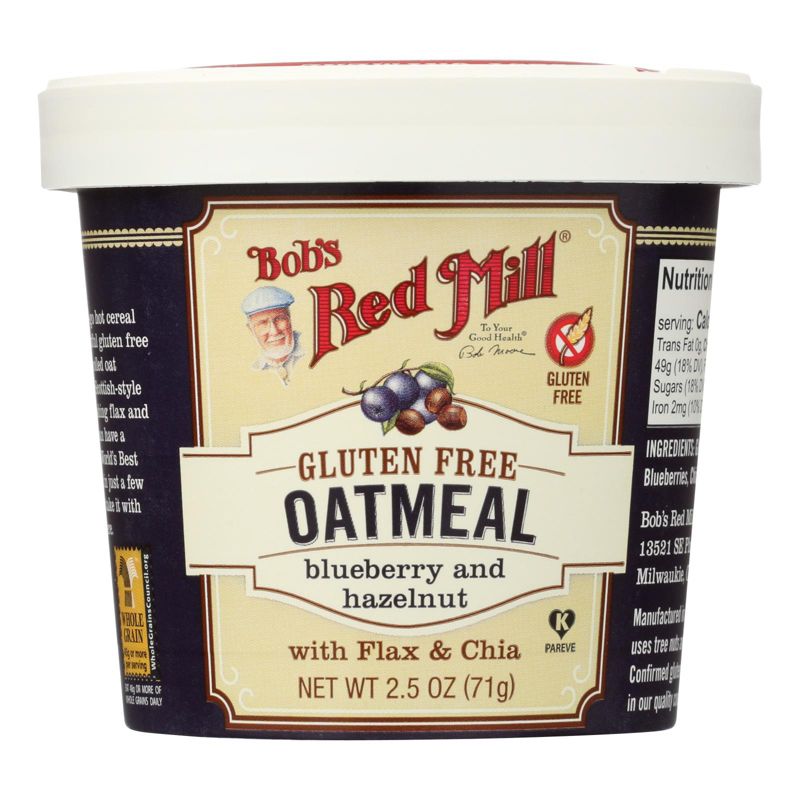 Bob's Red Mill Gluten Free Blueberry and Hazelnut Oatmeal Cup - Case of 12/2.5 oz, 2 of 8