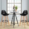 Costway Set of 2 Mid Century Barstool 28.5" Dining Pub Chair w/Leather Padded Seat Black - 3 of 4