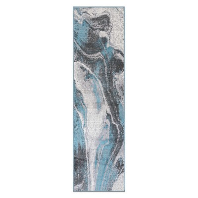 World Rug Gallery Distressed Contemporary Abstract Watercolor Stain Resistant Soft Area Rug