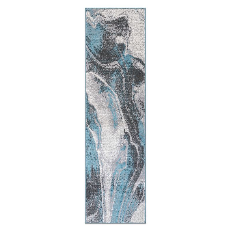 World Rug Gallery Distressed Contemporary Abstract Watercolor Stain Resistant Soft Area Rug, 1 of 13