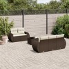 vidaXL Patio Sofa Set with Cushions Outdoor Furniture 6 Piece Poly Rattan - Brown and Cream - 2 of 4