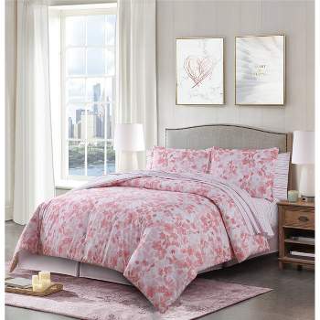 King Refreshing Petals Reversible Comforter & Sham Set Pink - Candies